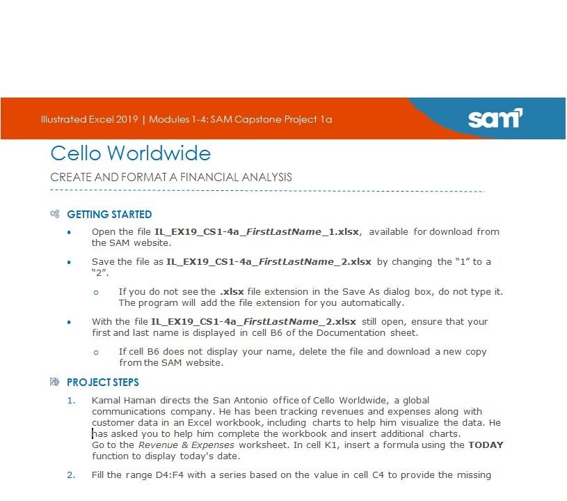 excel modules 1-4 sam capstone project a cello worldwide