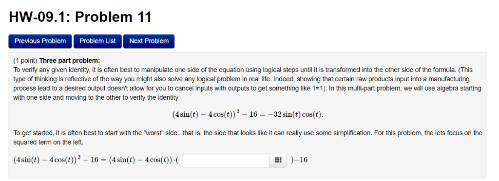Solved HW-09.1: Problem 11 Previous Problem Problem List | Chegg.com