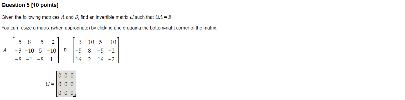 Solved Given The Following Matrices A And B, Find An | Chegg.com