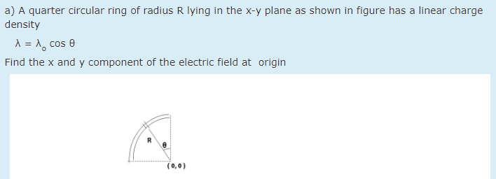 Solved a) A quarter circular ring of radius R lying in the | Chegg.com