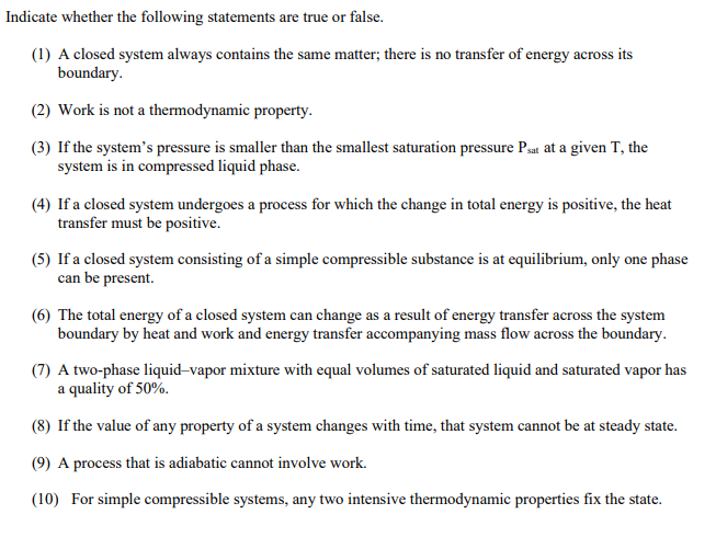 Which Of The Following Statements About Matter Is False Solved Indicate whether the following statements are true or | Chegg.com