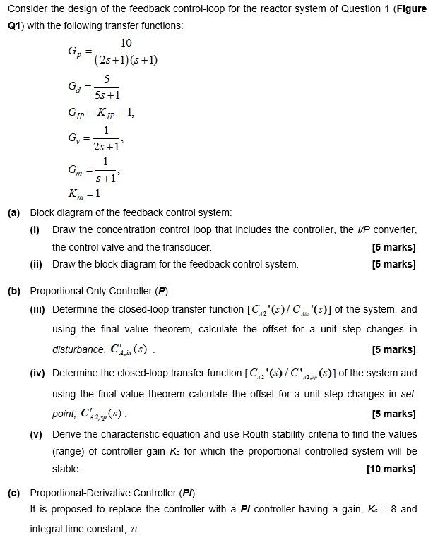 Solved Ga = Consider the design of the feedback control-loop | Chegg.com