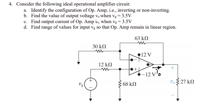 Solved 4. Consider the following ideal operational amplifier | Chegg.com