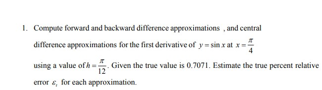 Solved 4 1. Compute forward and backward difference | Chegg.com