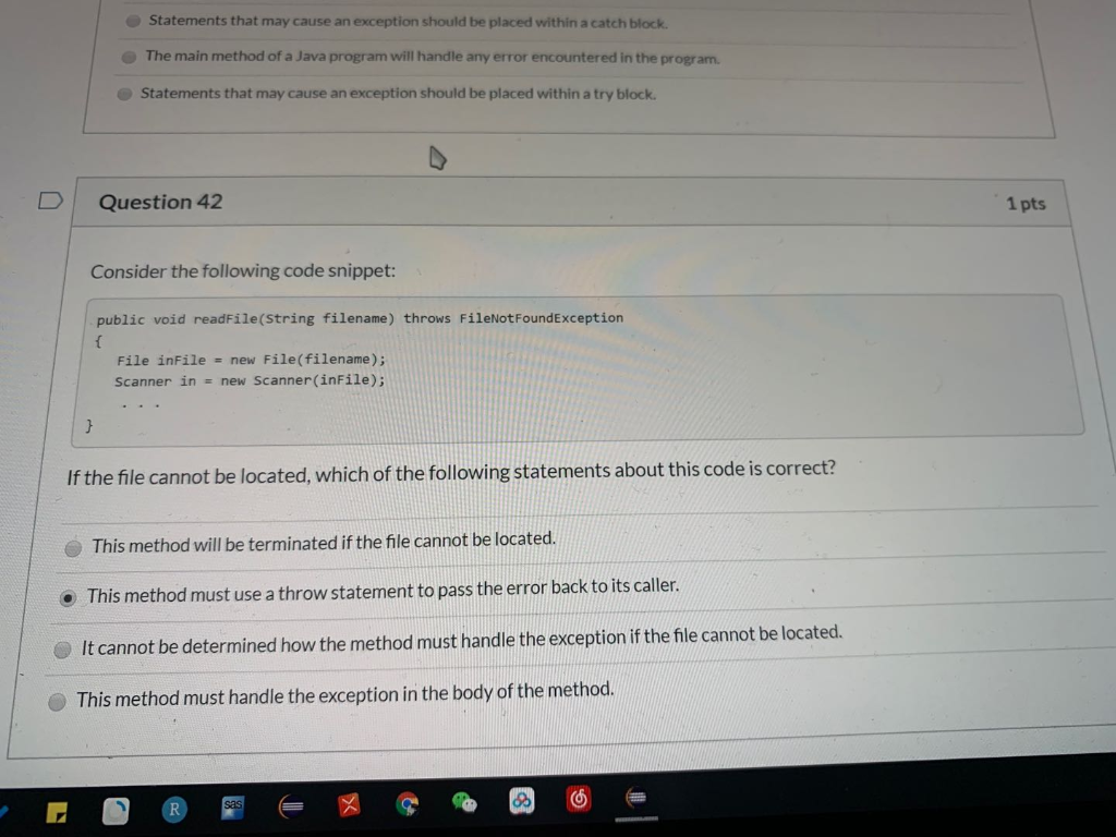 Solved Statements that may cause an exception should be | Chegg.com
