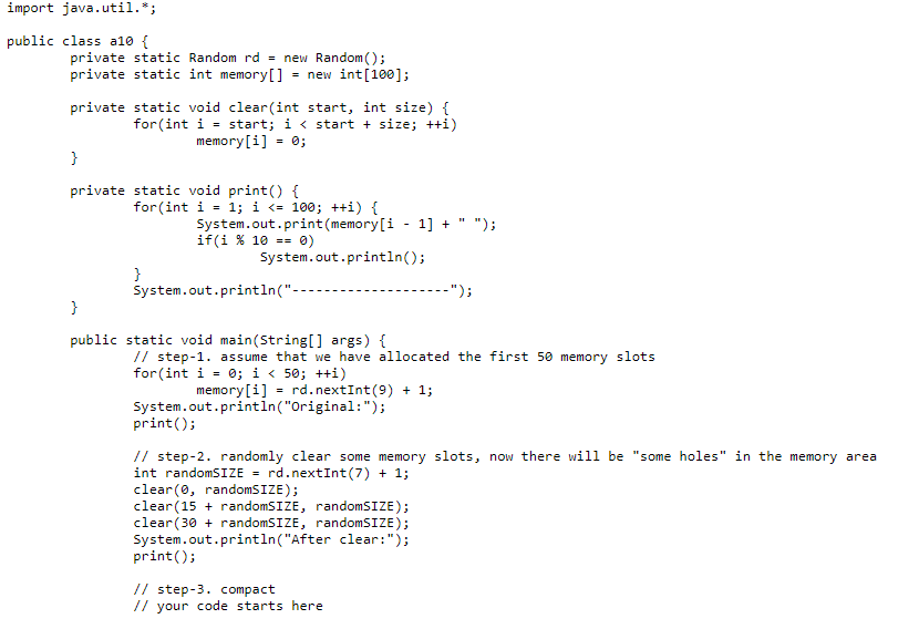 Solved // step-3. compact // your code starts here // your | Chegg.com