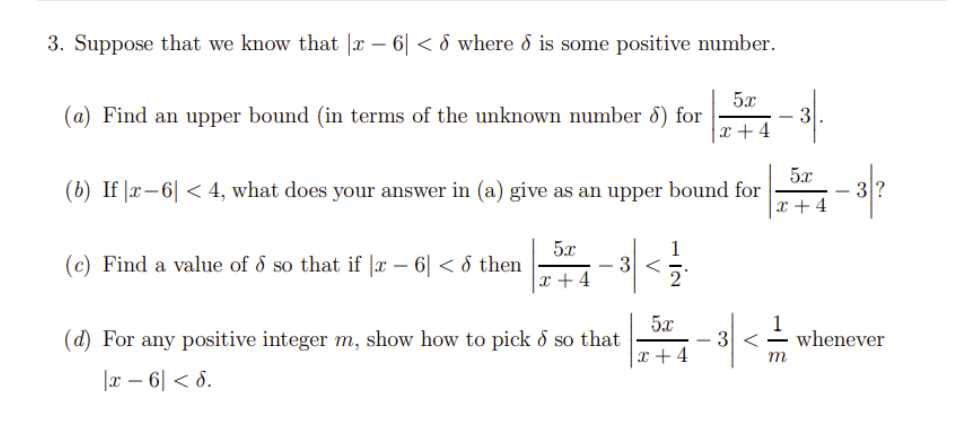 Solved 3. Suppose that we know that ∣x−6∣