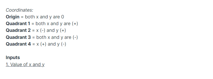 Solved Coordinates: Origin = both x and y are 0 Quadrant 1 = | Chegg.com