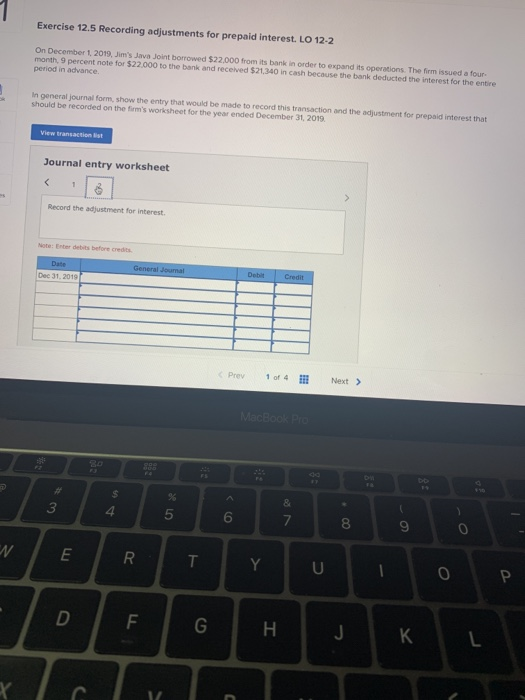 Solved Exercise 12 5 Recording Adjustments For Prepaid Chegg