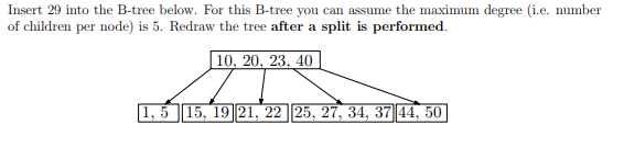 Solved Insert 29 into the B-tree below. For this B-tree you | Chegg.com