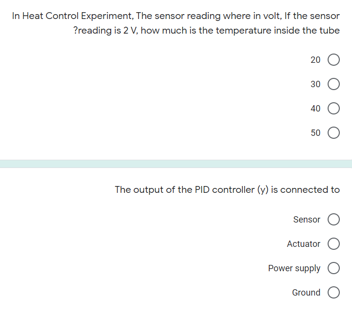 Solved In Heat Control Experiment, The sensor reading where | Chegg.com