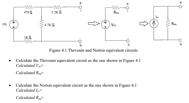 Solved Figure 4.1 Thevenin and Norton equivalent circuits - | Chegg.com