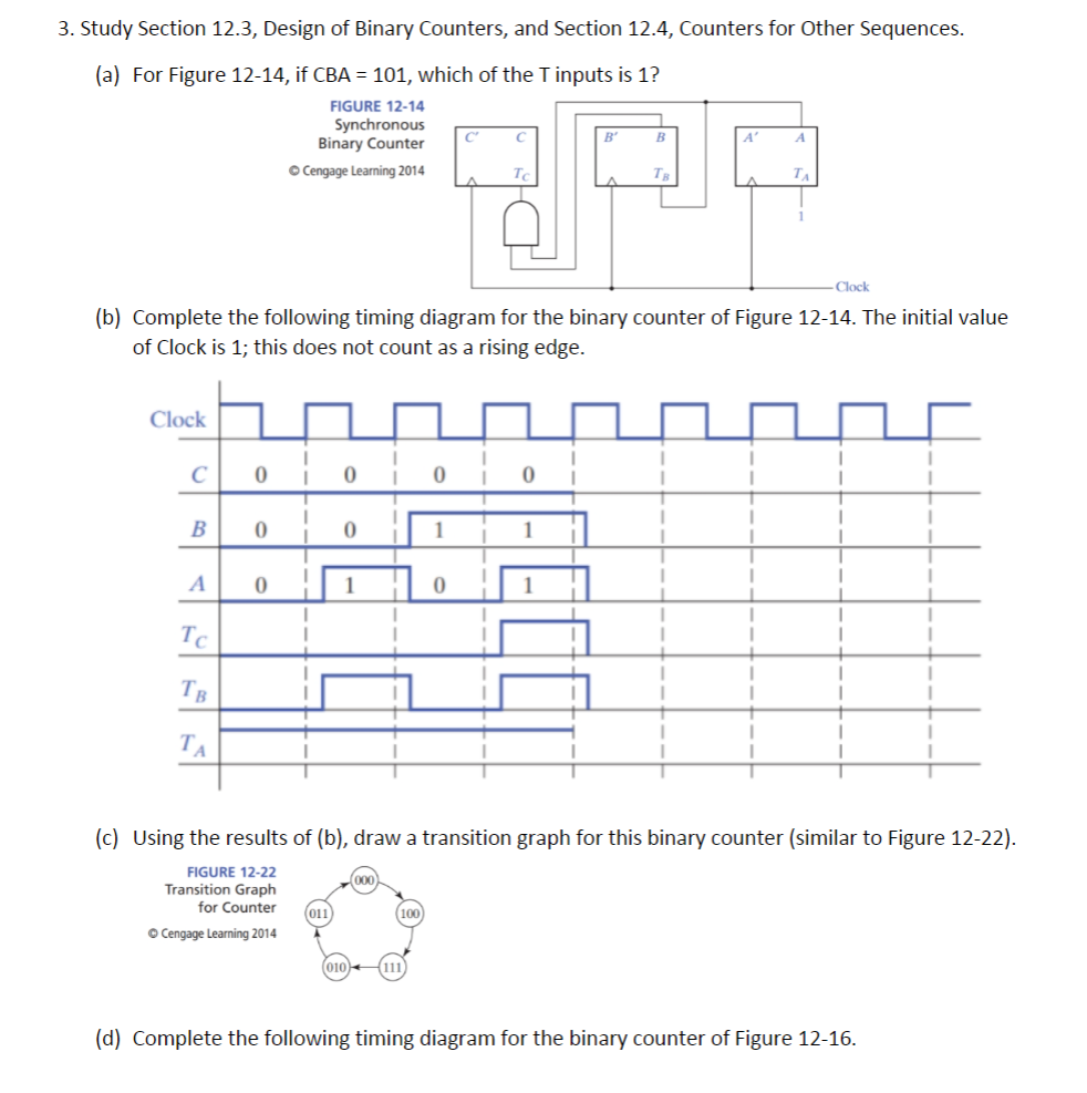Solved 3. Study Section 12.3, Design of Binary Counters, and | Chegg.com