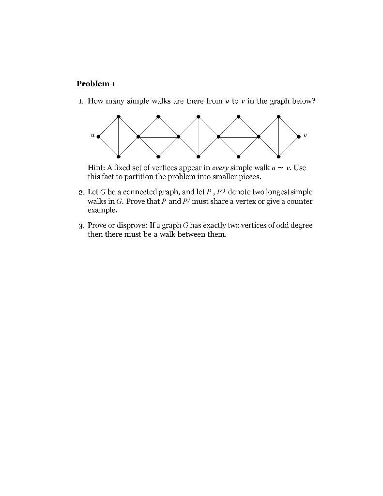 Solved Problemi 1. How Many Simple Walks Are There From U To | Chegg.com