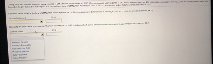 Solved During 2018 Mountain Airines Paid Salary Expense Of Chegg