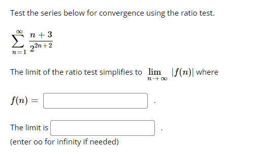 Solved Test the series below for convergence using the ratio | Chegg.com
