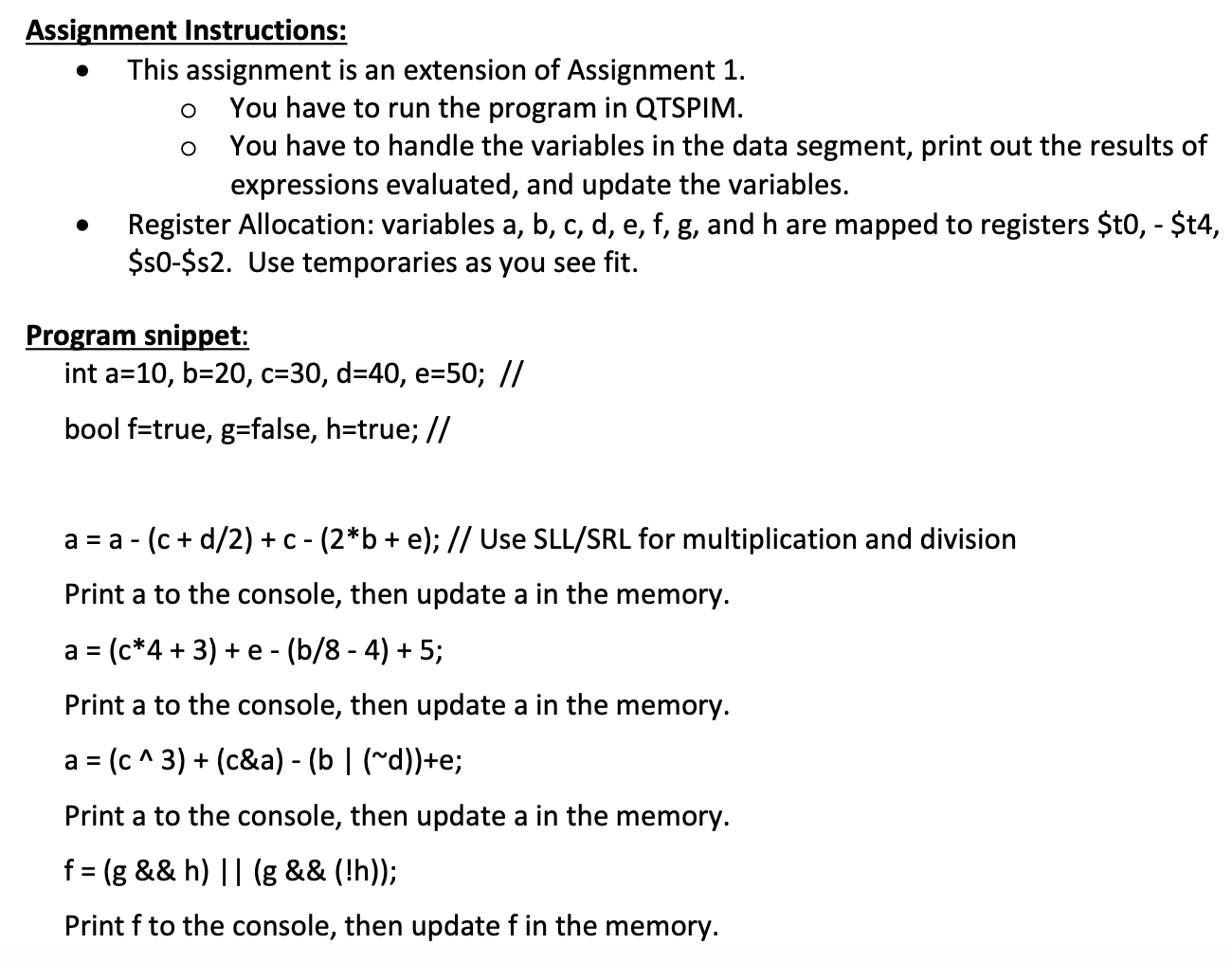 assignment statement is executed