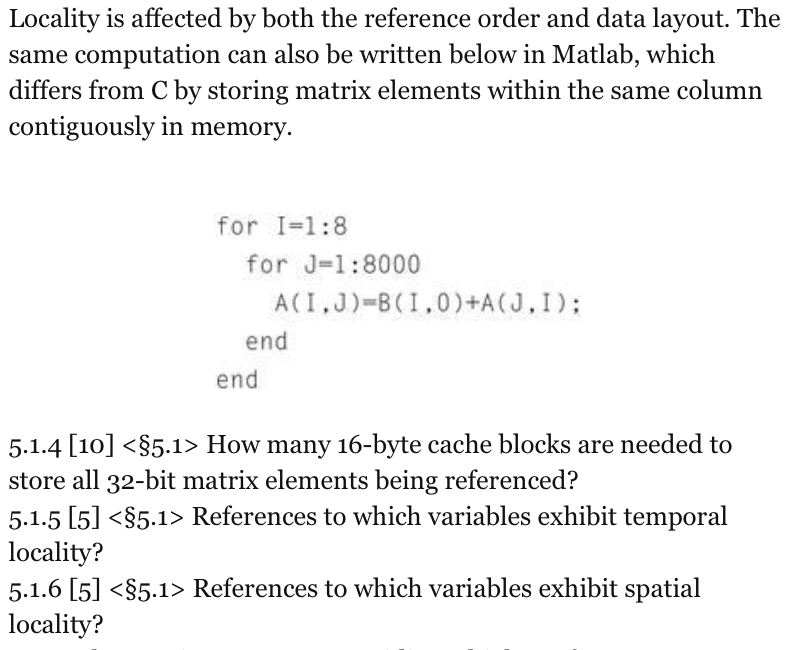 Locality Is Affected By Both The Reference Order And | Chegg.com