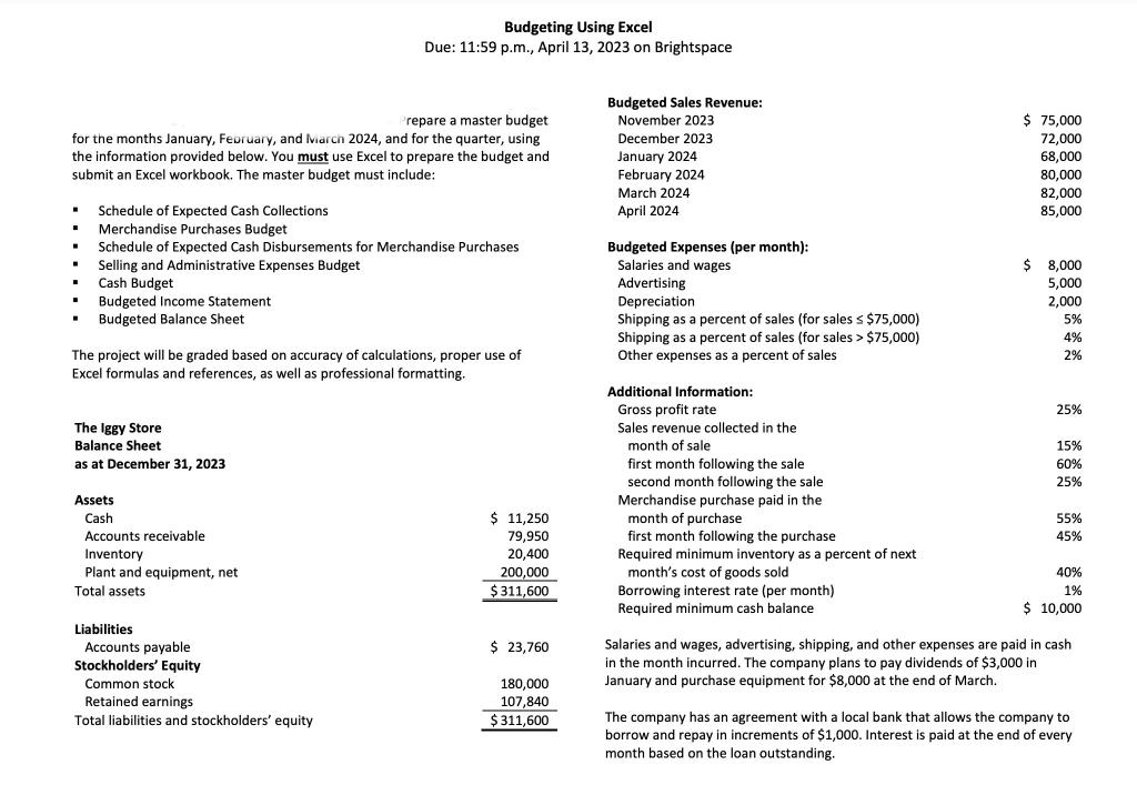 budgeting-using-excel-chegg