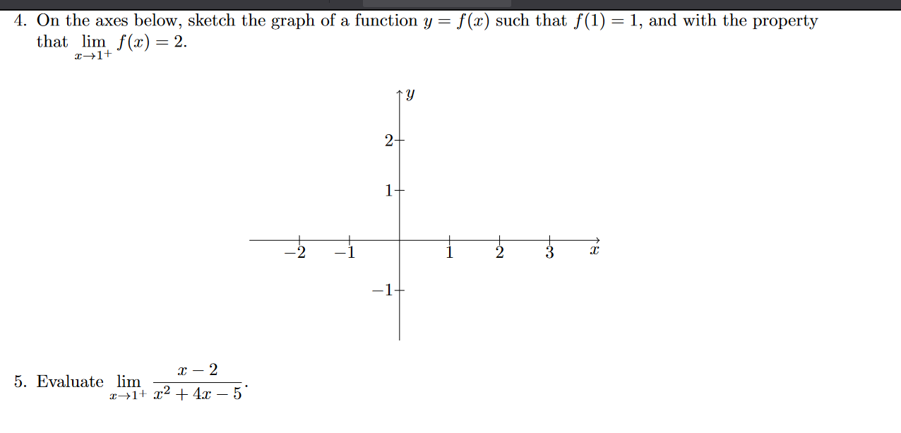 4. On the axes below, sketch the graph of a function | Chegg.com
