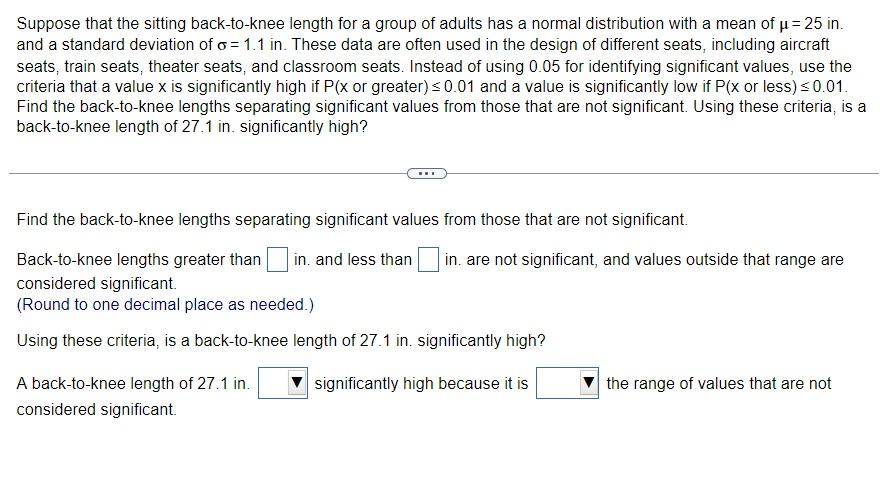 Solved Suppose that the sitting back-to-knee length for a | Chegg.com