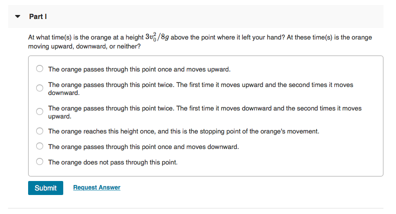 Solved Review Constants Part A You throw a rock straight up | Chegg.com