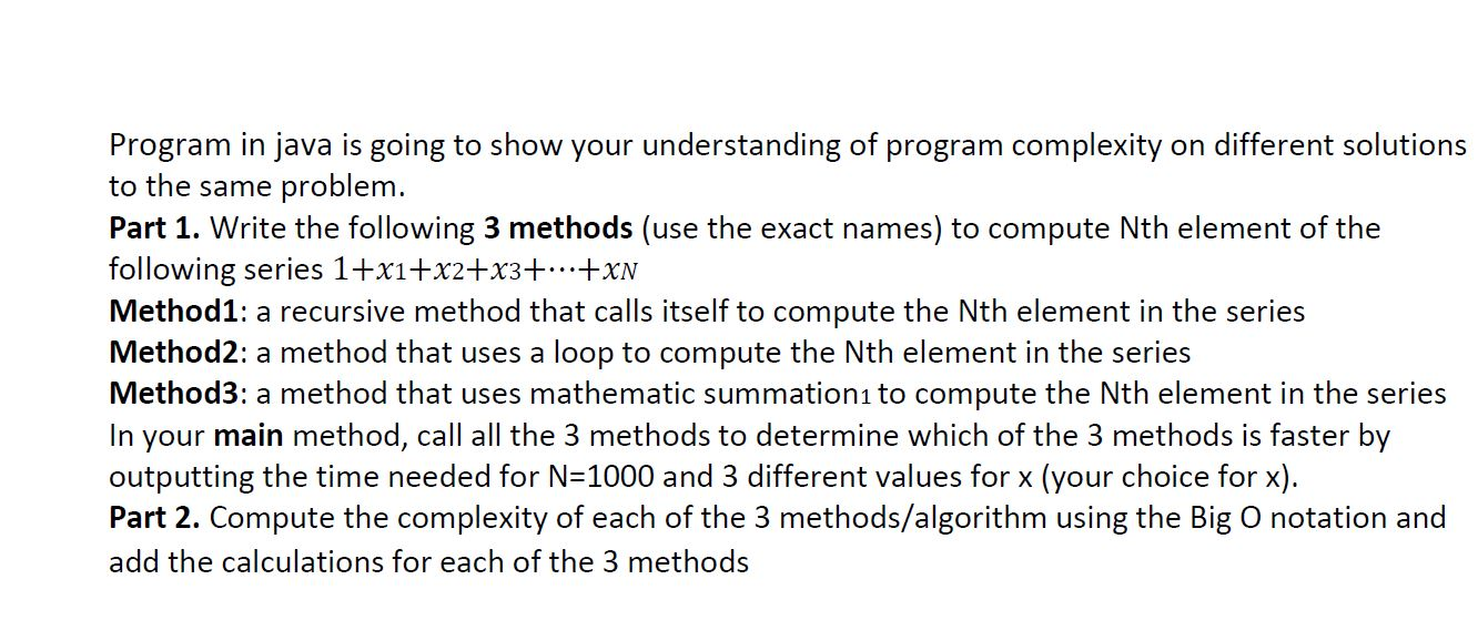 Solved Program in java is going to show your understanding | Chegg.com