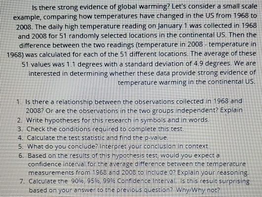Solved Is there strong evidence of global warming? Let's | Chegg.com