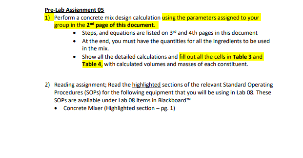Solved Pre-Lab Assignment 05 1) Perform a concrete mix | Chegg.com
