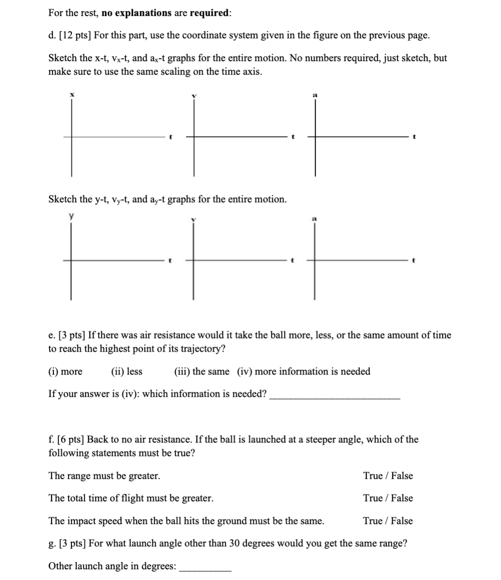 Solved At time t=0 a ball is launched with a speed of v0 at | Chegg.com