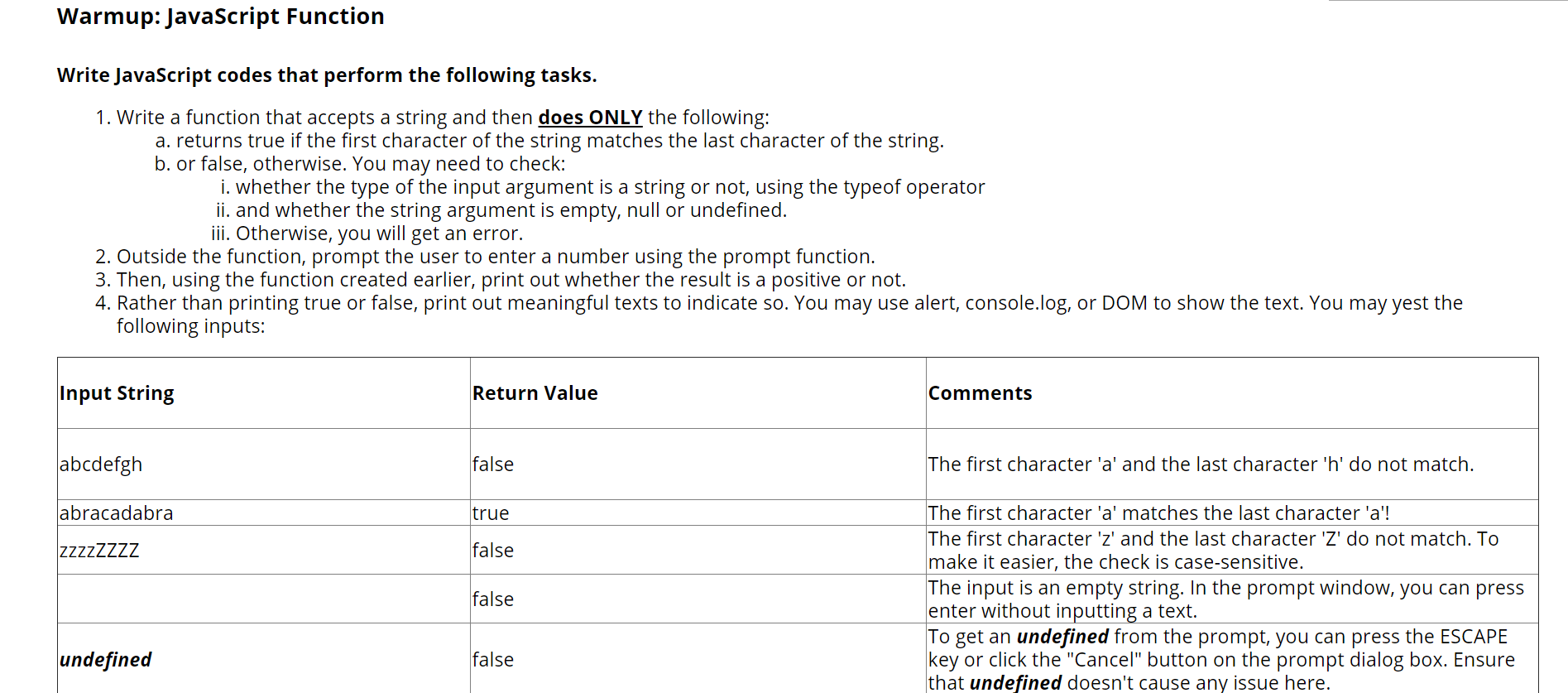 Solved Warmup: JavaScript Function Write JavaScript Codes | Chegg.com