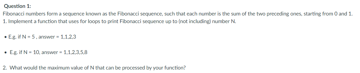 Solved Question 1: Fibonacci numbers form a sequence known | Chegg.com