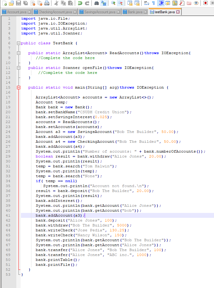 Abstract Classes, Inheritance (Bank Application) 100 | Chegg.com