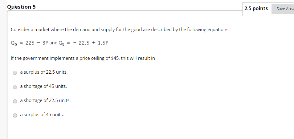 Solved Question 4 2.5 points Save Consider a market where | Chegg.com