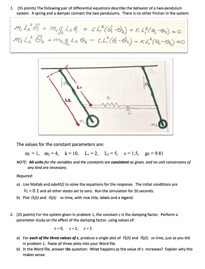 Solved 1. (35 points) The following pair of differential | Chegg.com