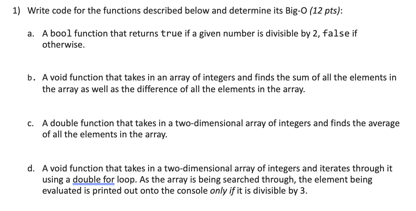 Solved 1) Write code for the functions described below and | Chegg.com