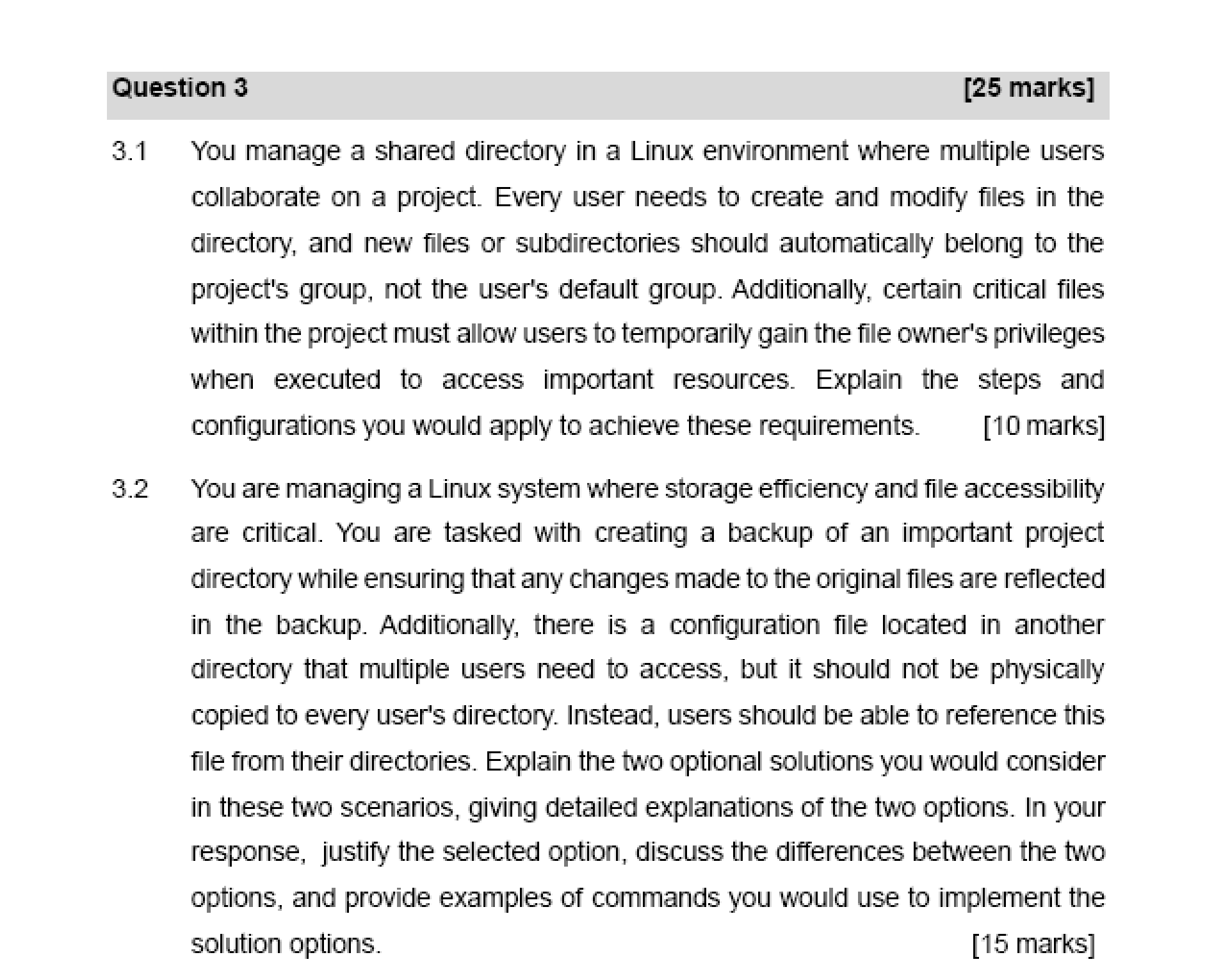 Solved 3.1 ﻿You manage a shared directory in a Linux | Chegg.com