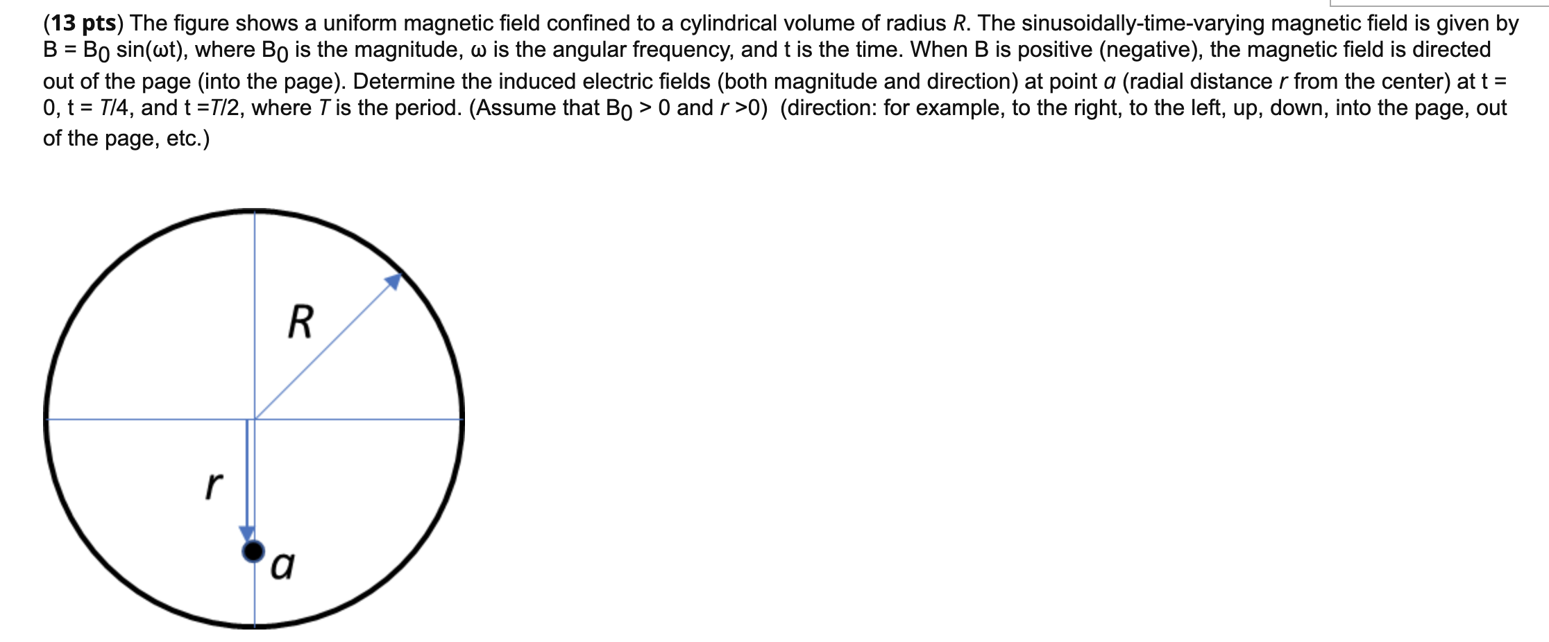 Solved (13 pts) The figure shows a uniform magnetic field | Chegg.com