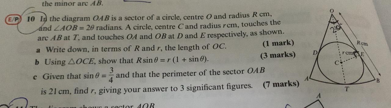 10 In The Diagram OAB Is A Sector Of A Circle, Centre | Chegg.com