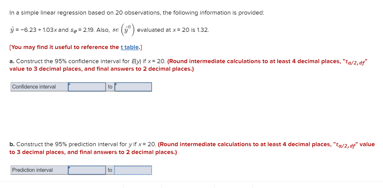 Solved In a simple linear regression based on 20 | Chegg.com