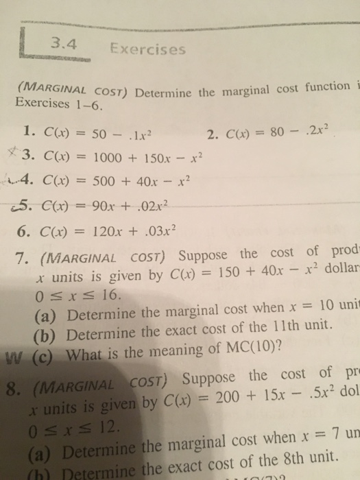 Solved 3.4 Exercises Exercises 1-6 COST) Determine the | Chegg.com
