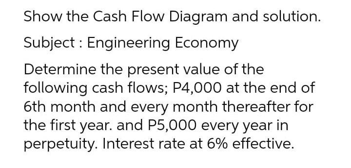 Solved Show The Cash Flow Diagram And Solution. Subject: | Chegg.com