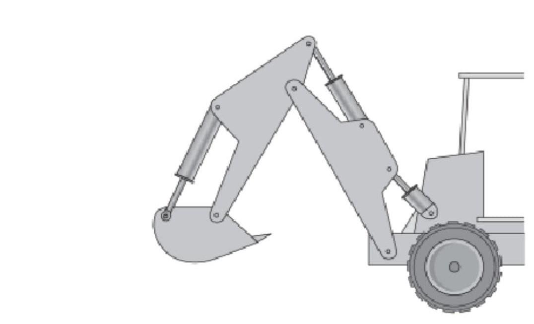Solved A sketch of a backhoe is shown in the figure. Solve | Chegg.com