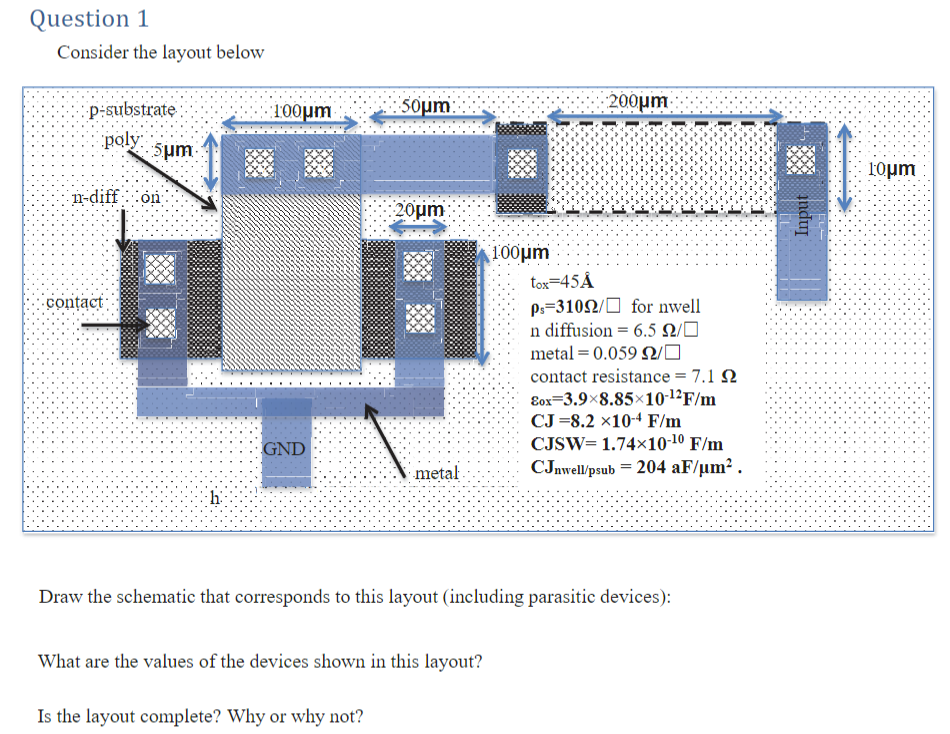 Solved Draw the schematic that corresponds to this layout | Chegg.com