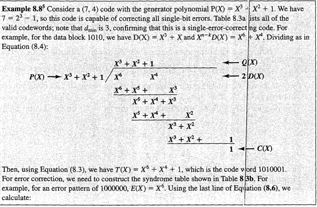 Consider the (7,4) block error correcting code shown | Chegg.com