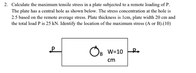Solved 2. Calculate the maximum tensile stress in a plate | Chegg.com