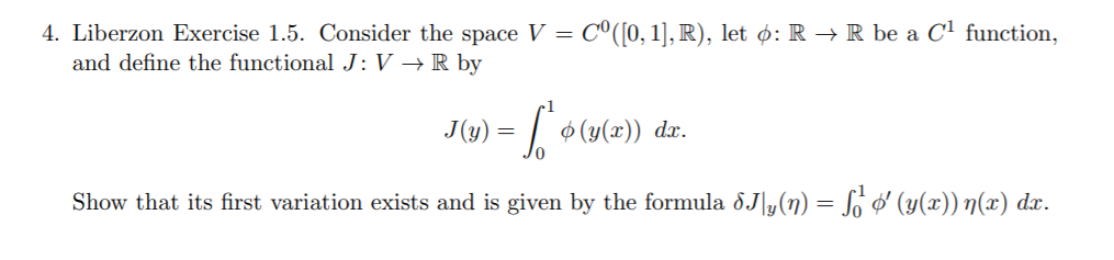 Solved 4 Liberzon Exercise 1 5 Consider The Space V C Chegg Com