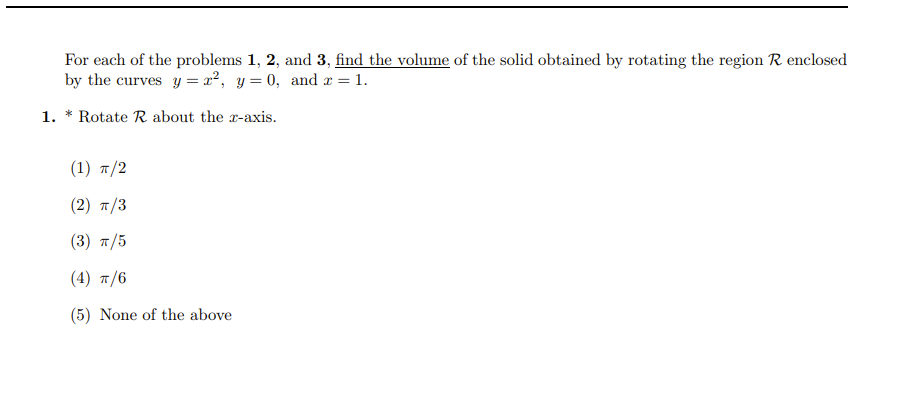 Solved For Each Of The Problems 1, 2, And 3, Find The Volume | Chegg.com