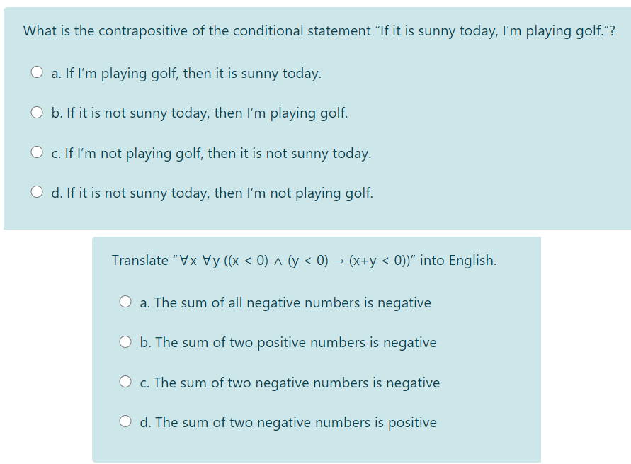 Solved What Is The Contrapositive Of The Conditional