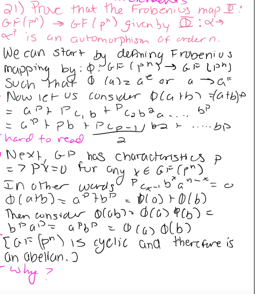 Solved e - a 21) Proic that the Frobenius map I. G F (pa) > | Chegg.com